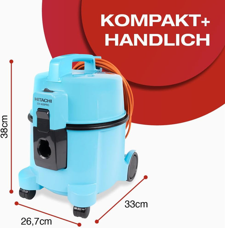 HITACHI Staubsauger CV-400 PRO mit HEPA Filter 7,5L, Beutellos - Profi Bodenstaubsauger 880W, leise