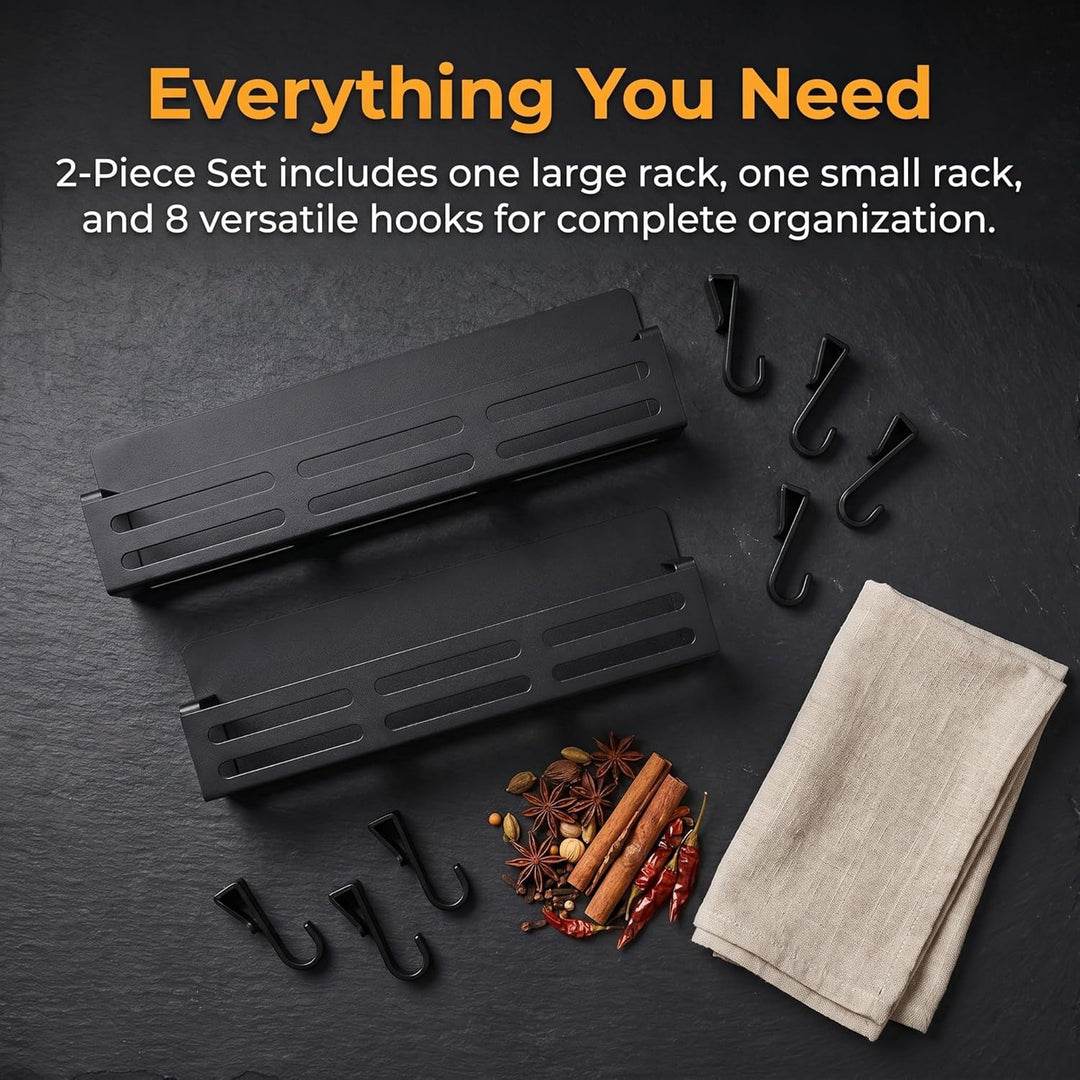 2 Stück Gewürzregale, Kühlschrank Regal Magnetisch mit 8 Haken Magnetregal Magnetic Spice Rack Kühls