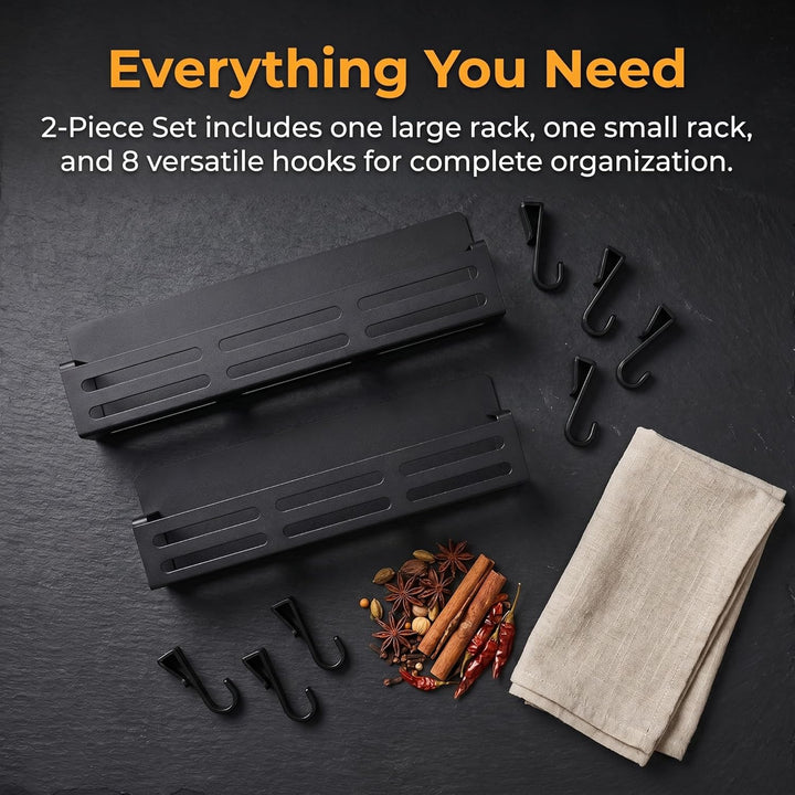 2 Stück Gewürzregale, Kühlschrank Regal Magnetisch mit 8 Haken Magnetregal Magnetic Spice Rack Kühls