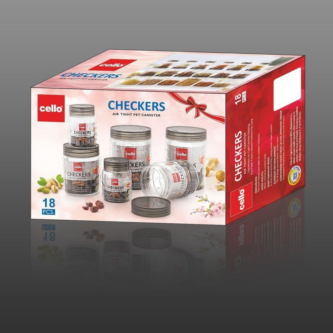 Cello Checkers PET-Kanister-Set, Kunststoff, 18-teilig, transparent