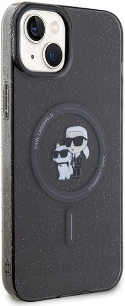 Karl Lagerfeld KLHMP15SHGKCNOK Hülle für iPhone 15 6.1" Schwarz hardcase Karl&Choupette Glitter
