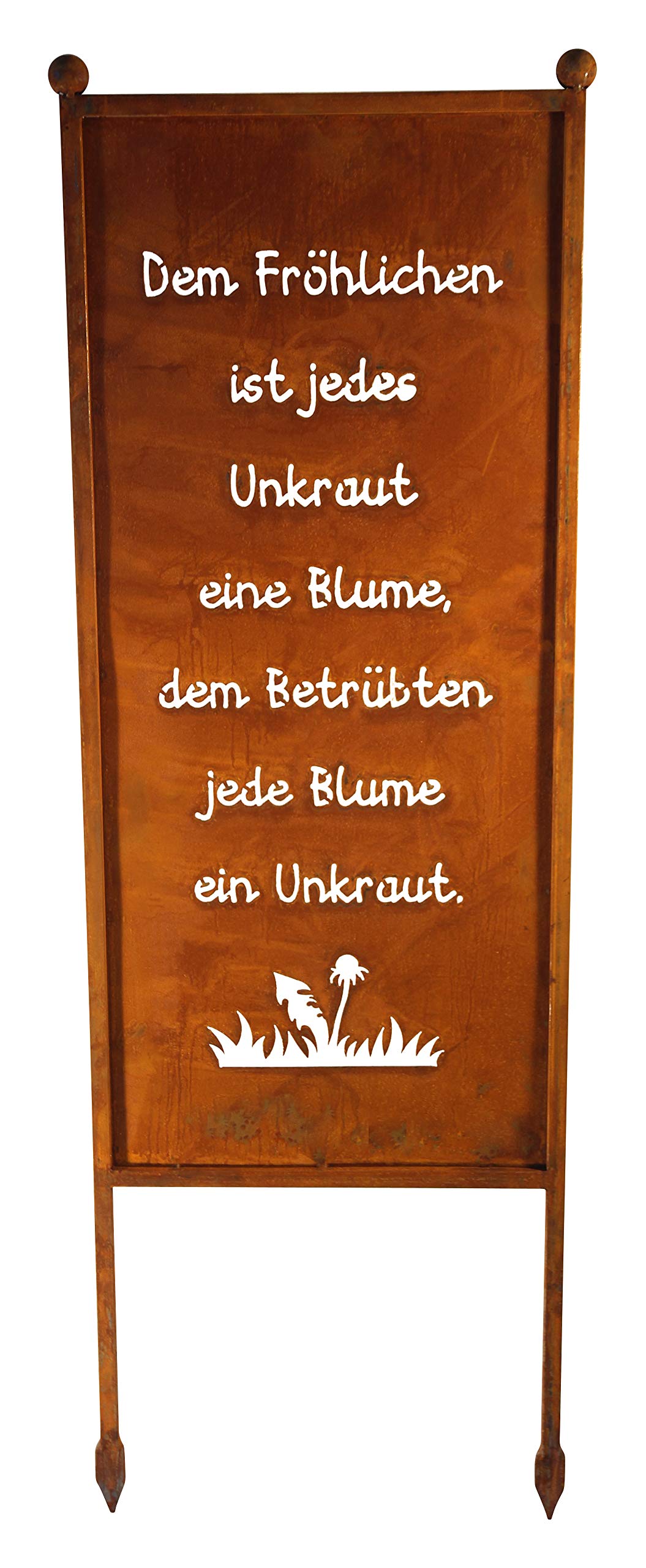 Bornhöft Schild/Spruchtafel Gartenschild Edelrost Rost zum Einstecken rostige Gartendeko (Dem Fröhli
