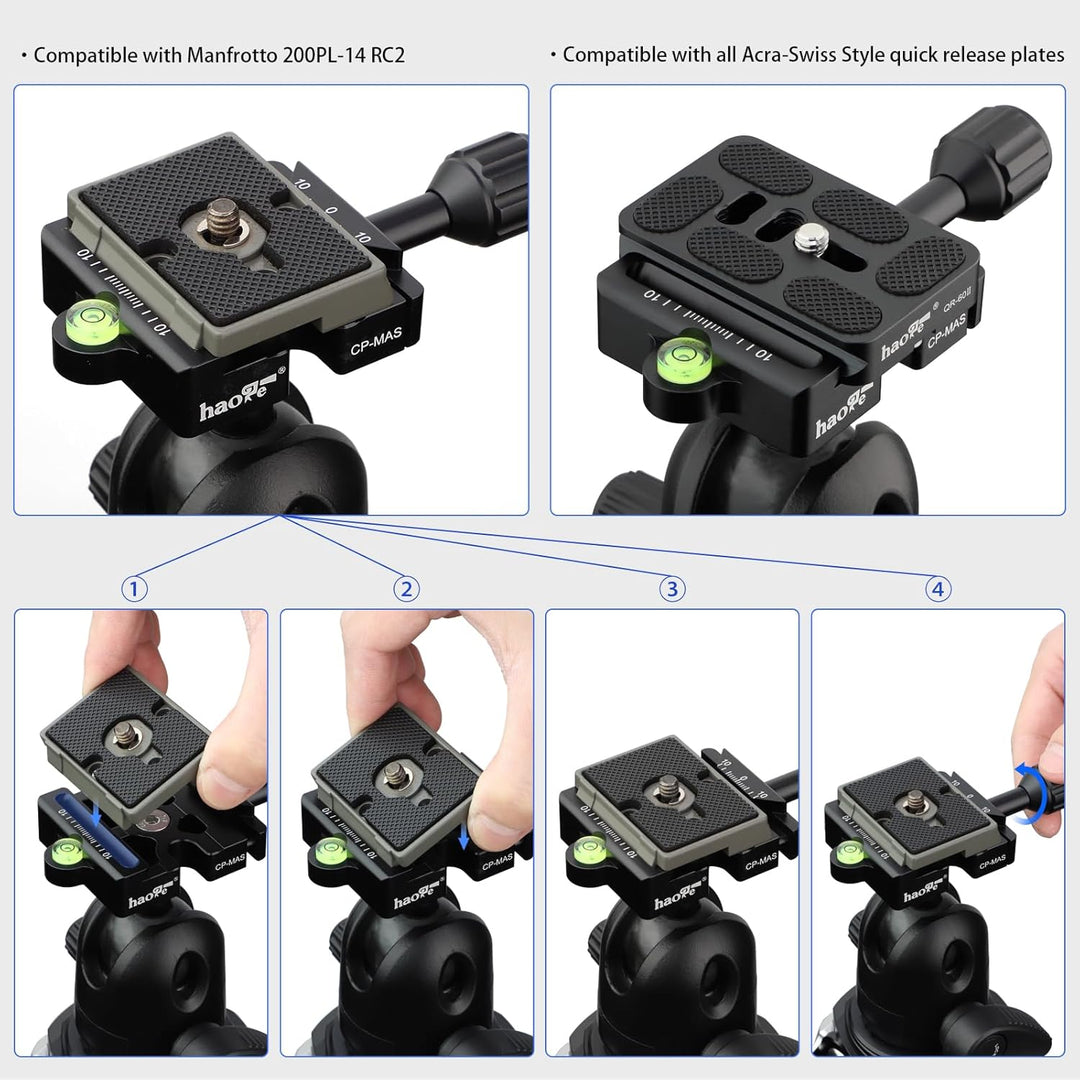 Haoge CP-MAS Schraubknopf-Schnellspanner-Adapter, kompatibel mit Arca Swiss/Manfrotto 200PL-14 RC2 P