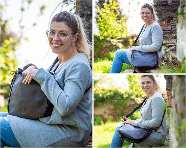 LECONI Schultertasche Henkeltasche Damentasche Umhängetasche natur weiche Ledertasche Handtasche Dam