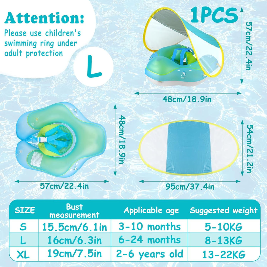 ACTOYS Schwimmreifen Baby, Schwimmring Baby, Baby Schwimmring mit Sonnendach, Schwimmhilfe Baby Schw