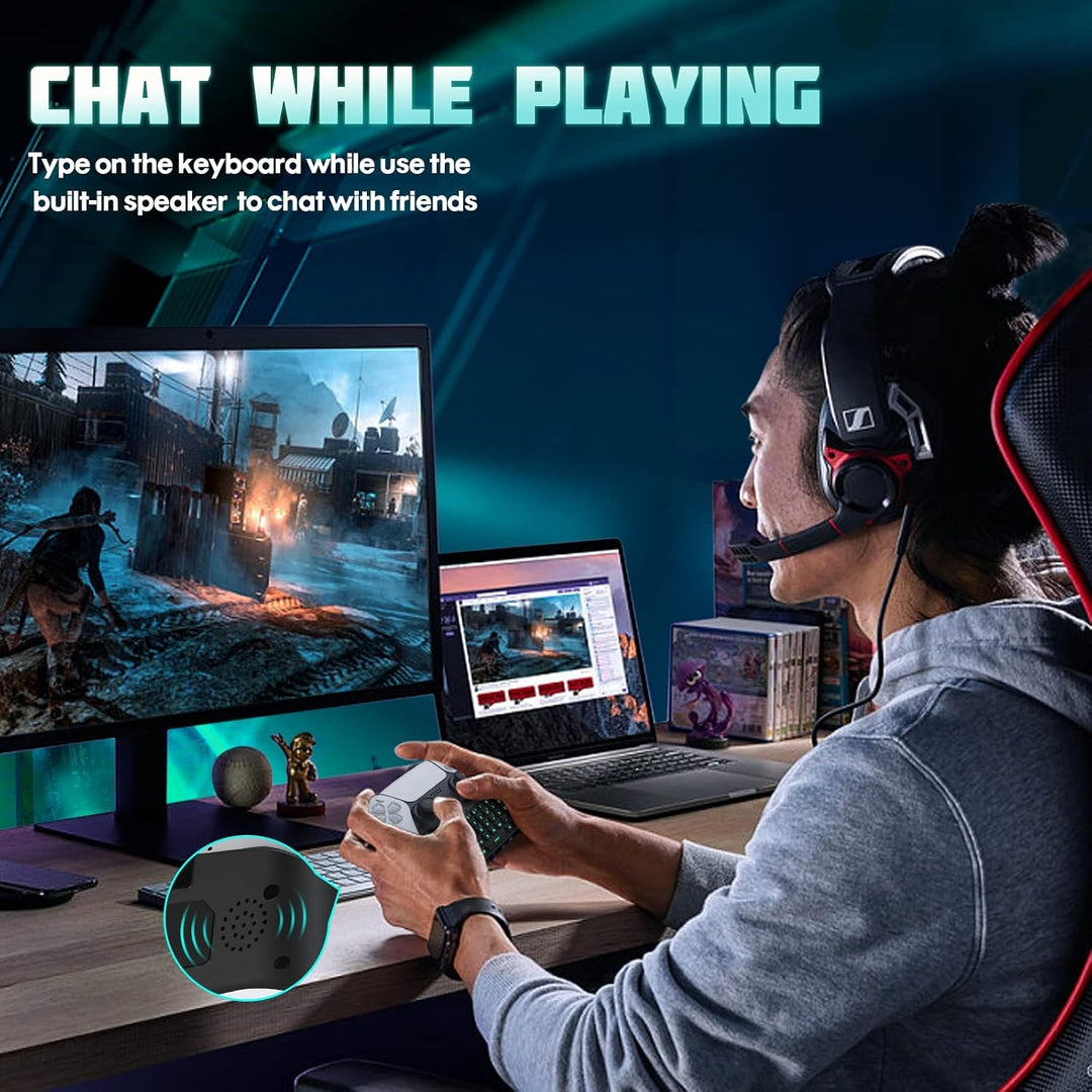 TiMOVO Grün Hinterlicht Tastatur für PS5 Controller, Kabellos Bluetooth Chatpad für PlayStation 5 Co