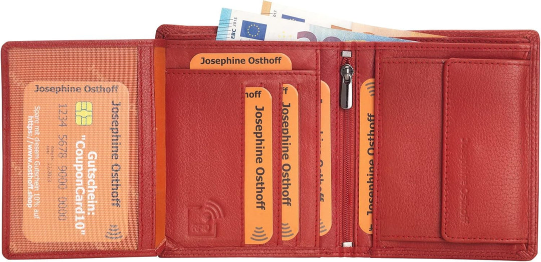 Josephine Osthoff MOOS Geldbörse echt Leder mit RFID Schutz, Farbe:Kirsche, Kirsche