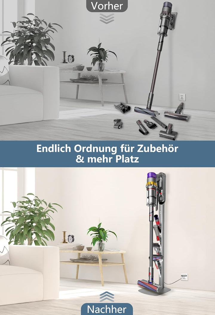 mepure Premium Wandhalterung in Silber – Moderne Halterung mit Ladestation, kompatibel mit Dyson Gen