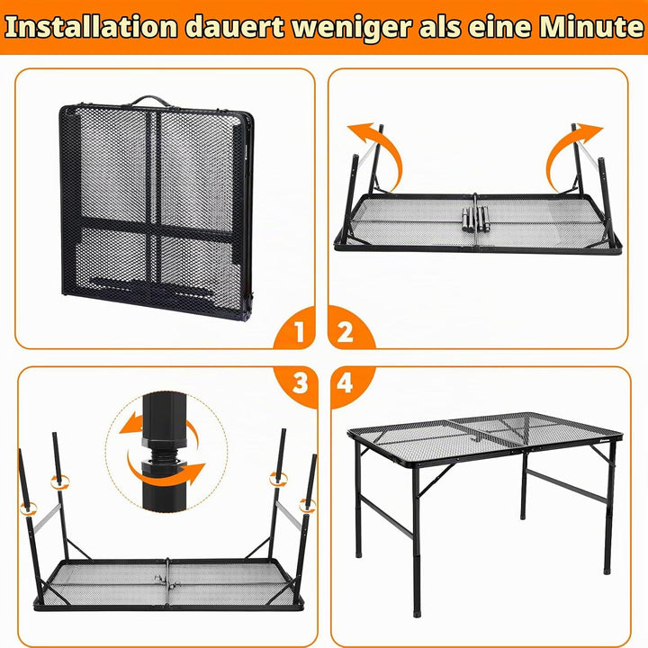 E EASTSTORM Campingtisch Klappbar 120×60cm，Gartentisch，Grilltisch mit Metallgitterplatte，Leicht und