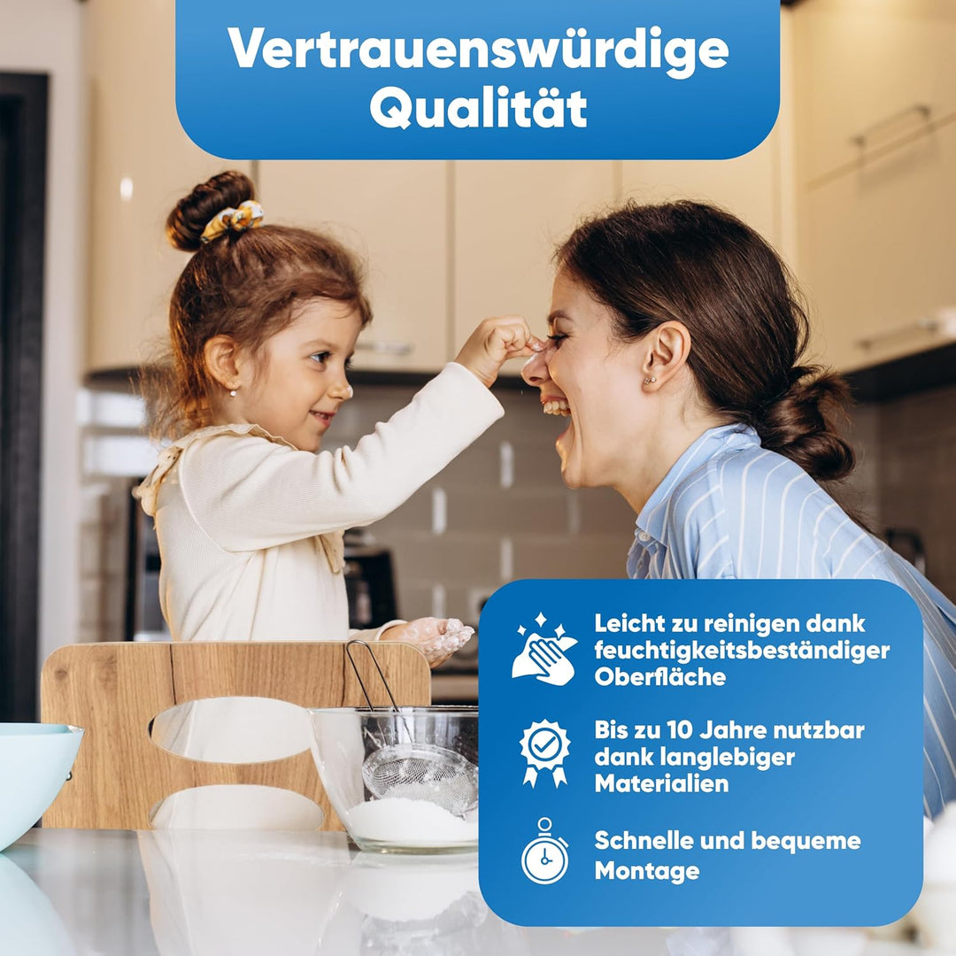 Kitchen Kids Helper Lernturm ab 1 Jahr - Höhenverstellbarer Lernturm Montessori Eiche-Weiss 90cm - S