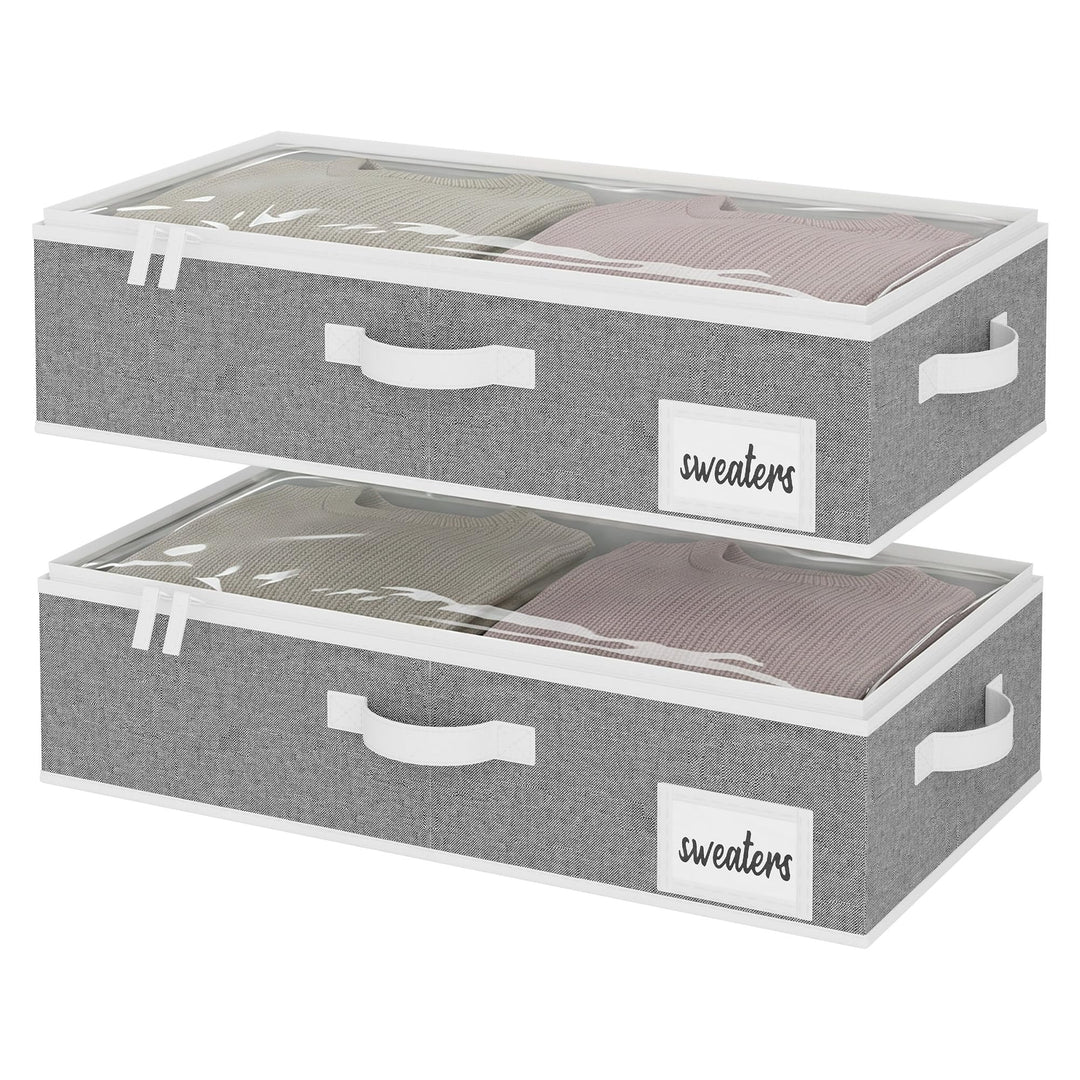 StorageWorks Unterbett Aufbewahrungsbox mit Deckel, Stoff Unterbettkommode mit Griffen, faltbare Unt