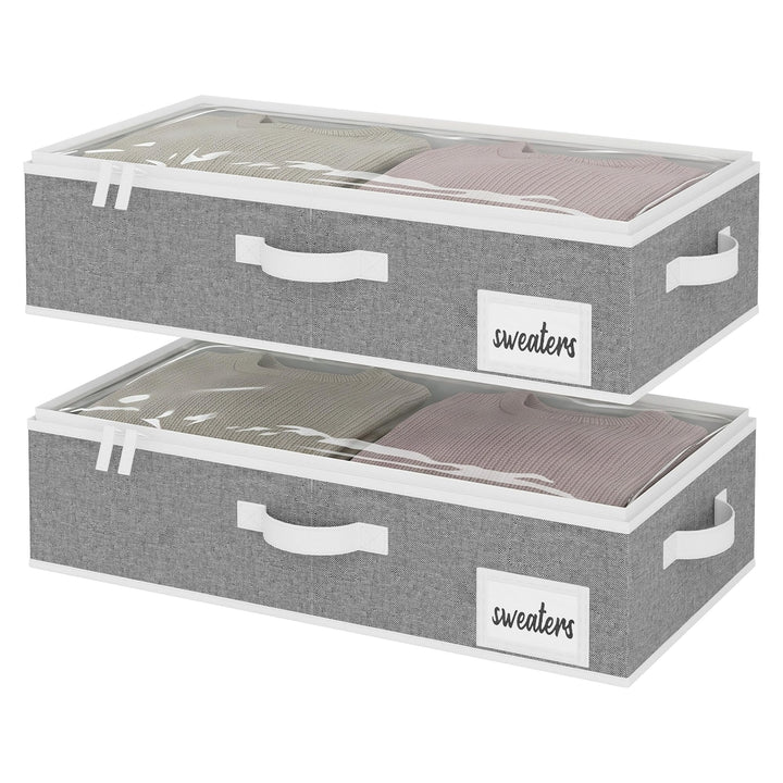 StorageWorks Unterbett Aufbewahrungsbox mit Deckel, Stoff Unterbettkommode mit Griffen, faltbare Unt