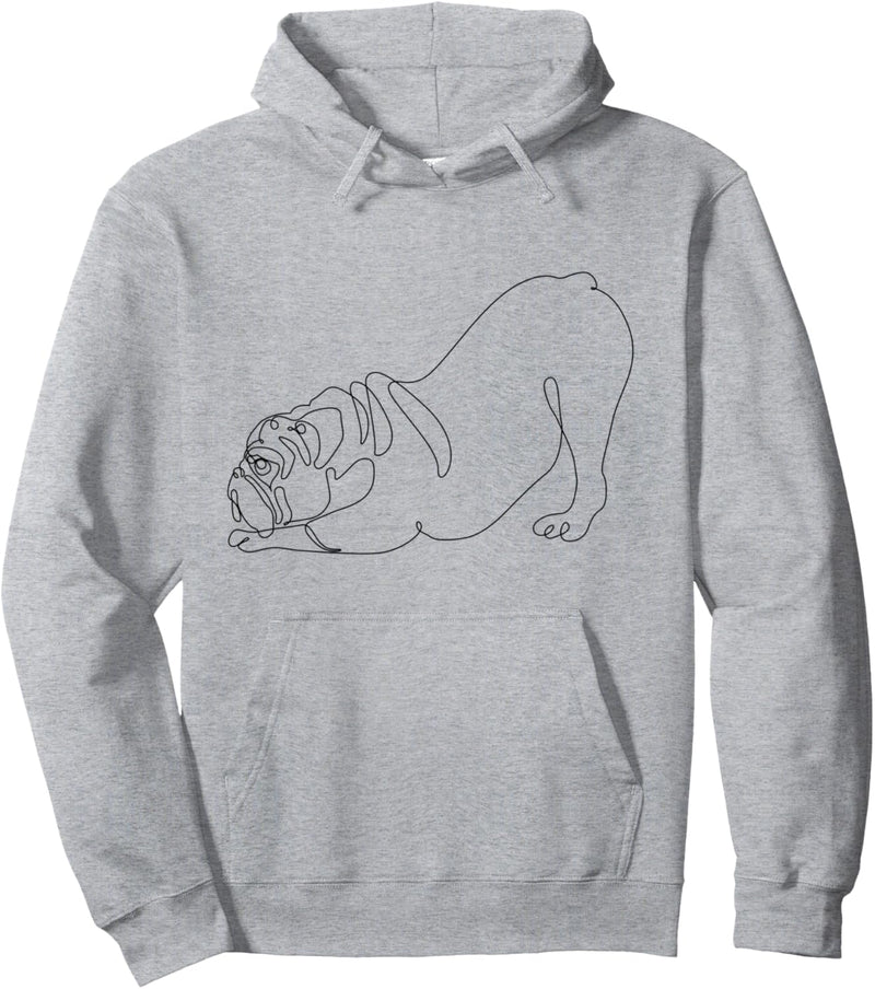 One line English Bulldog Downward Dog Pullover Hoodie