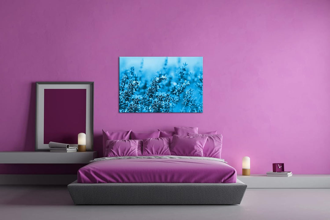 deyoli Bienen im blühenden Lavendel Format: 80x60 Effekt: Monocrome Blau als Leinwandbild, Motiv fer