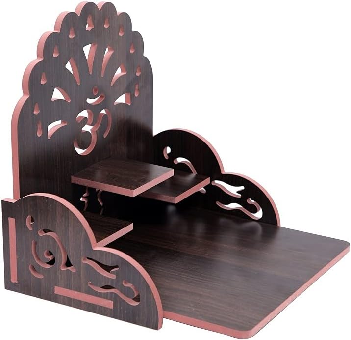 CrazyInk Handgefertigter, schöner Holz-Tempel für Zuhause und Büro, Motiv: Pooja Mandir (Multi.9, 25