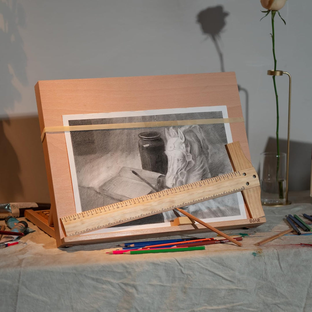 DJAR Tischstaffelei Zeichenbrett A3, 36×47 cm Buchenholz Tischstaffelei Holz für Malerei, Skizzen, A