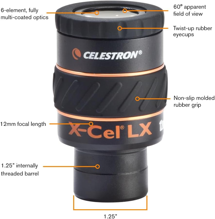Celestron X-Cel LX Serie – 1,25'' Okular, 12 mm, 12 mm