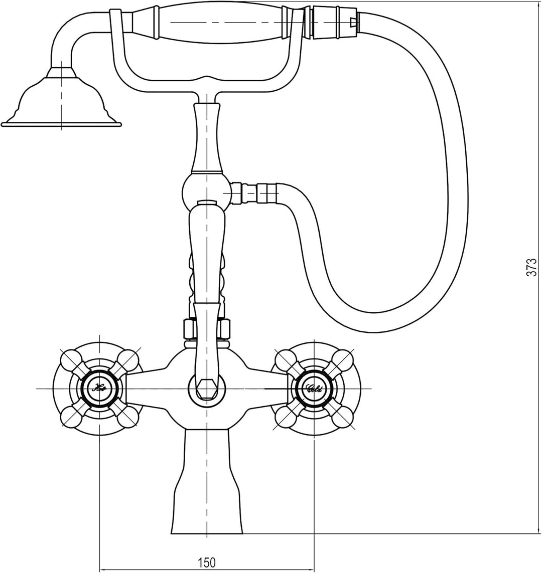 Grünblatt Nostalgie Landhausstil Badarmatur Einhebelmischer Wasserhahn (Badwannenarmatur), Badwannen
