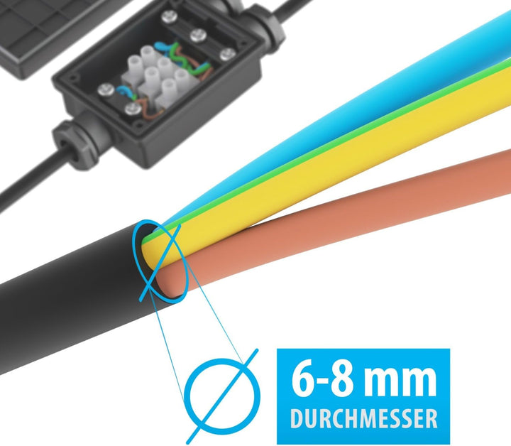 ledscom.de 2-fach Kabelverbinder, wetterfest, IP68, Muffe für 6-8mm Kabel-Durchmesser, 20 Stk. 20 St