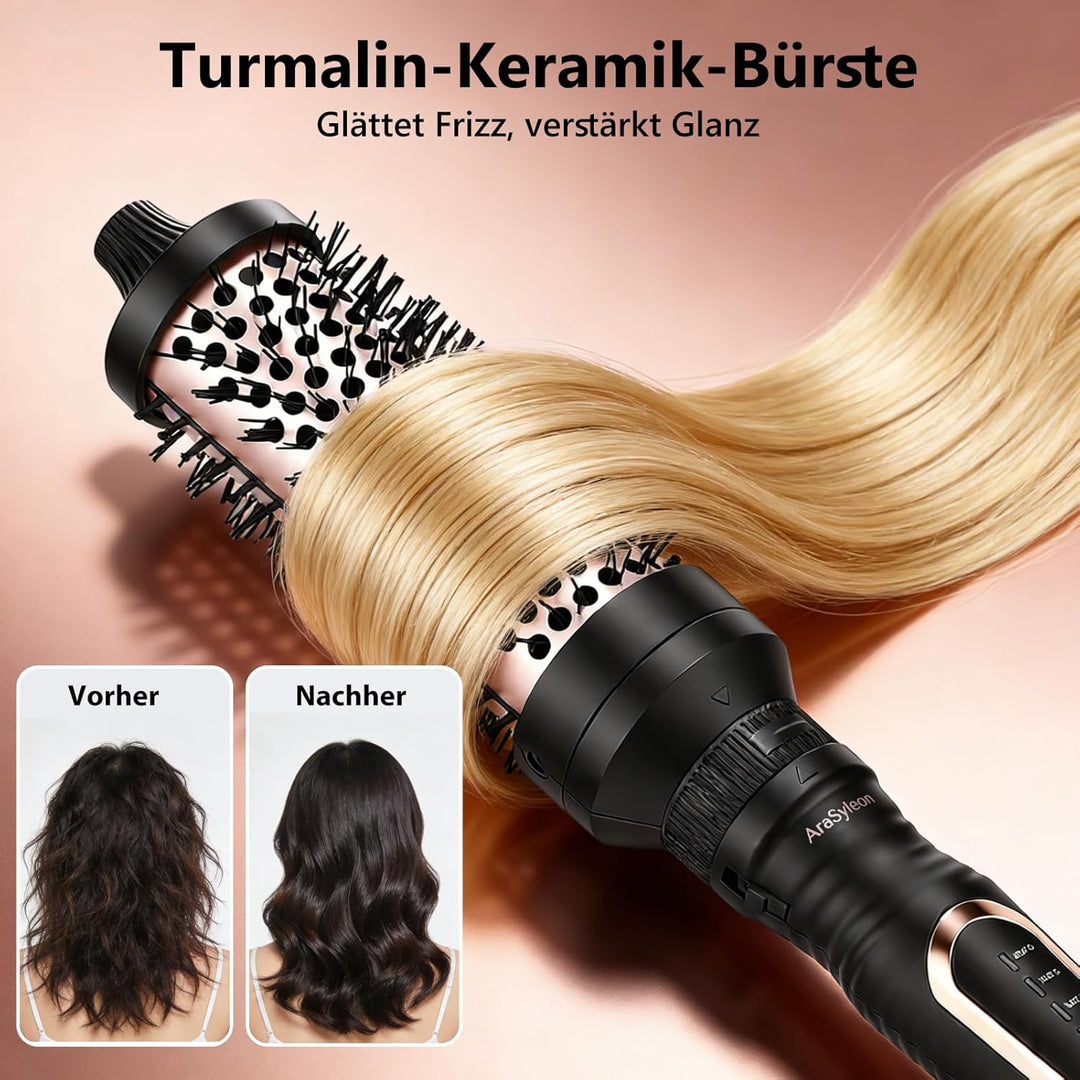 AraSyleon 3-in-1 Wärmebürste Set, Elektrische Haarbürste mit 3 Aufsätzen (32/38/45mm), Thermobürste