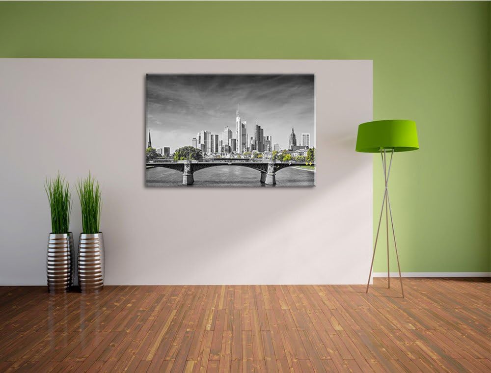 schöne Skyline von Frankfurt am Main schwarz/weiss Format: 100x70 auf Leinwand, XXL riesige Bilder f