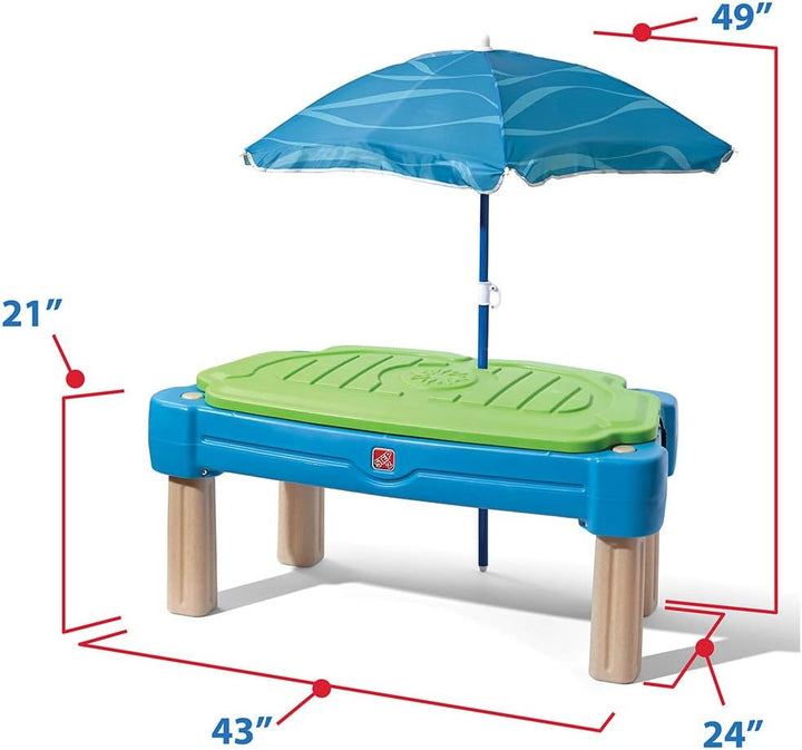 Step2 Cascading Cove Sand & Wassertisch mit Sonnenschirm | Wasserspieltisch für Kinder in Grün | Was