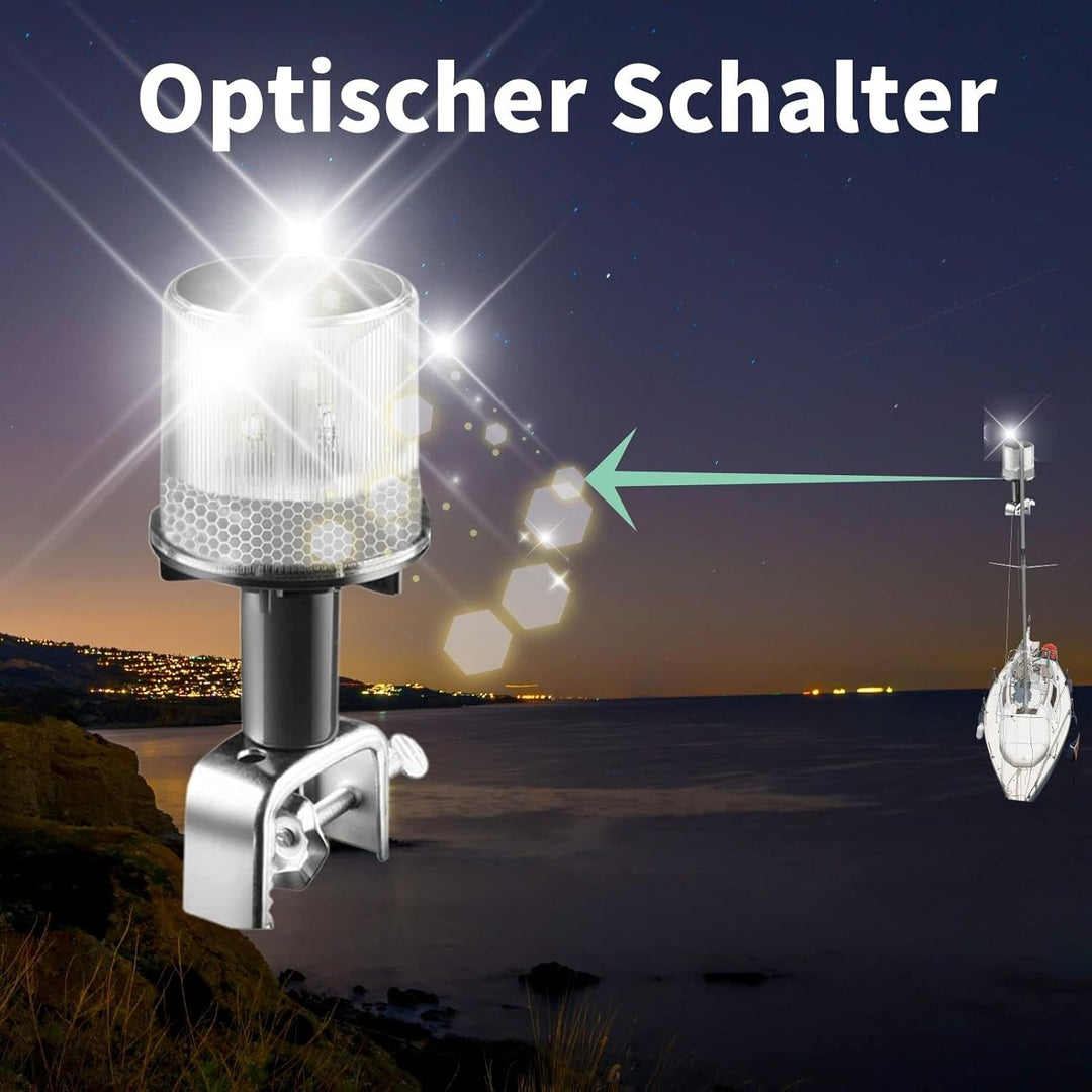 Cloud Fire Navigationslichter für Boote, Ankerlicht Boot Solar LED Toplicht 0.5nm mit Halterung,IP67