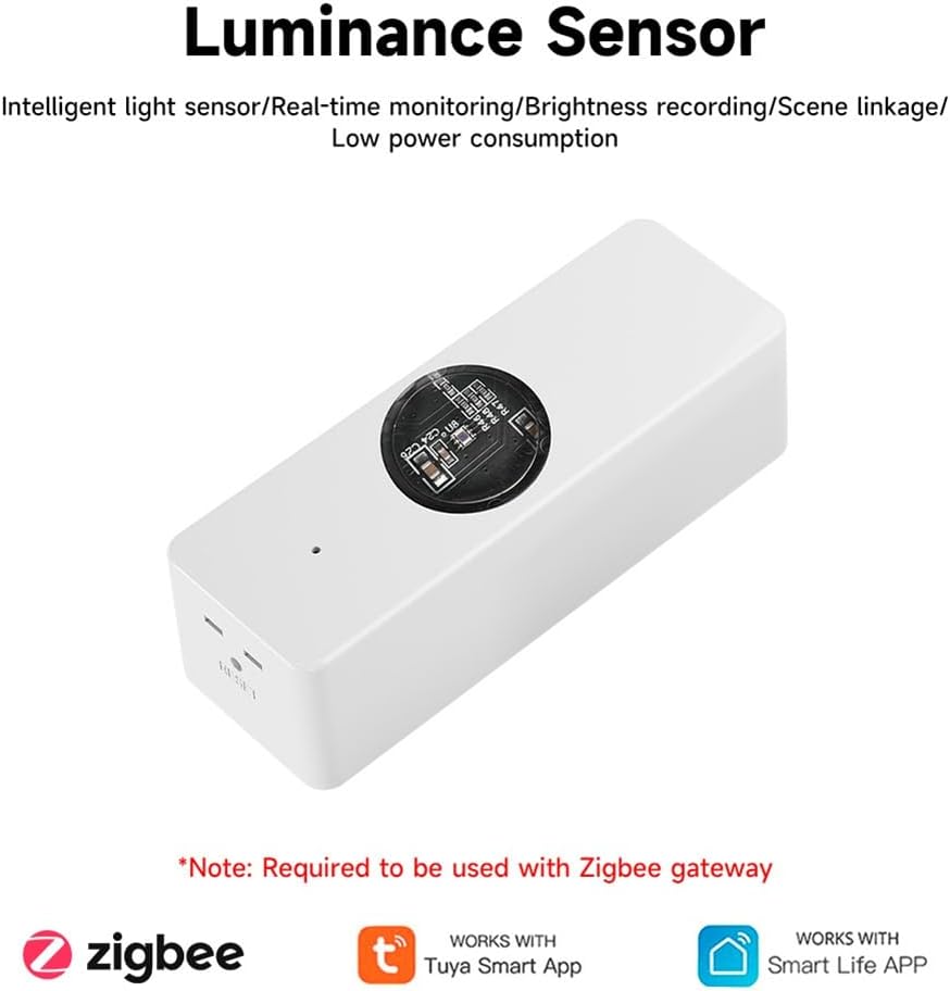 Tuya ZigBee Lichtsensor Helligkeitssensor Strahlungssensor Echtzeit-Helligkeitserfassung Smart Home