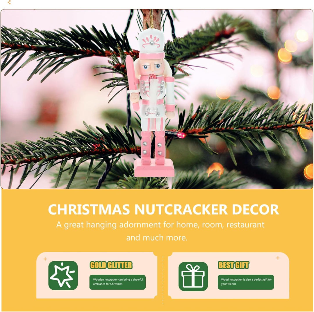 Veemoon 4 Stück Weihnachts Nussknacker aus Holz, 12cm - Soldat Ornamente Baumbehang Christbaumschmuc