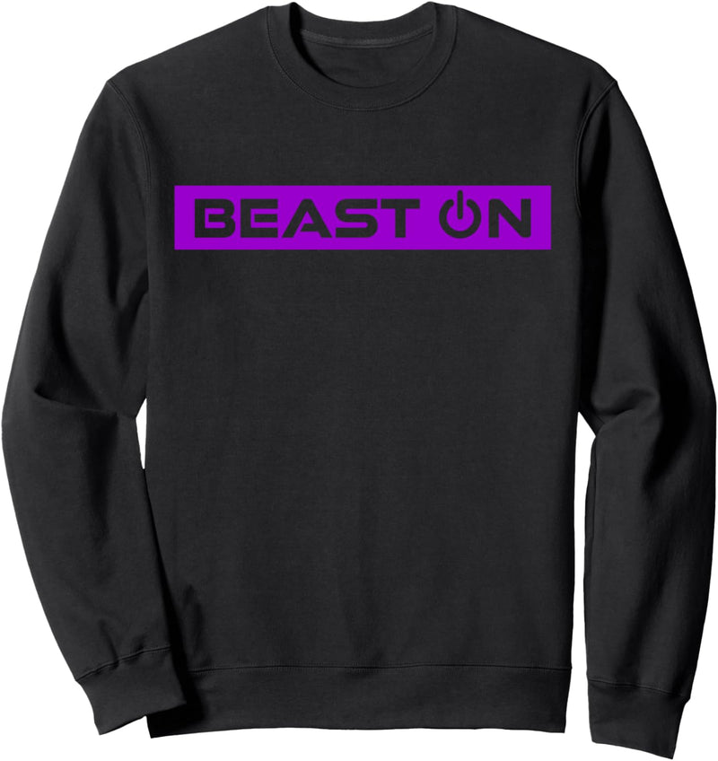 Beast ON Lila Gym Fitness Workout Gym Spruch Motivation Lila Sweatshirt