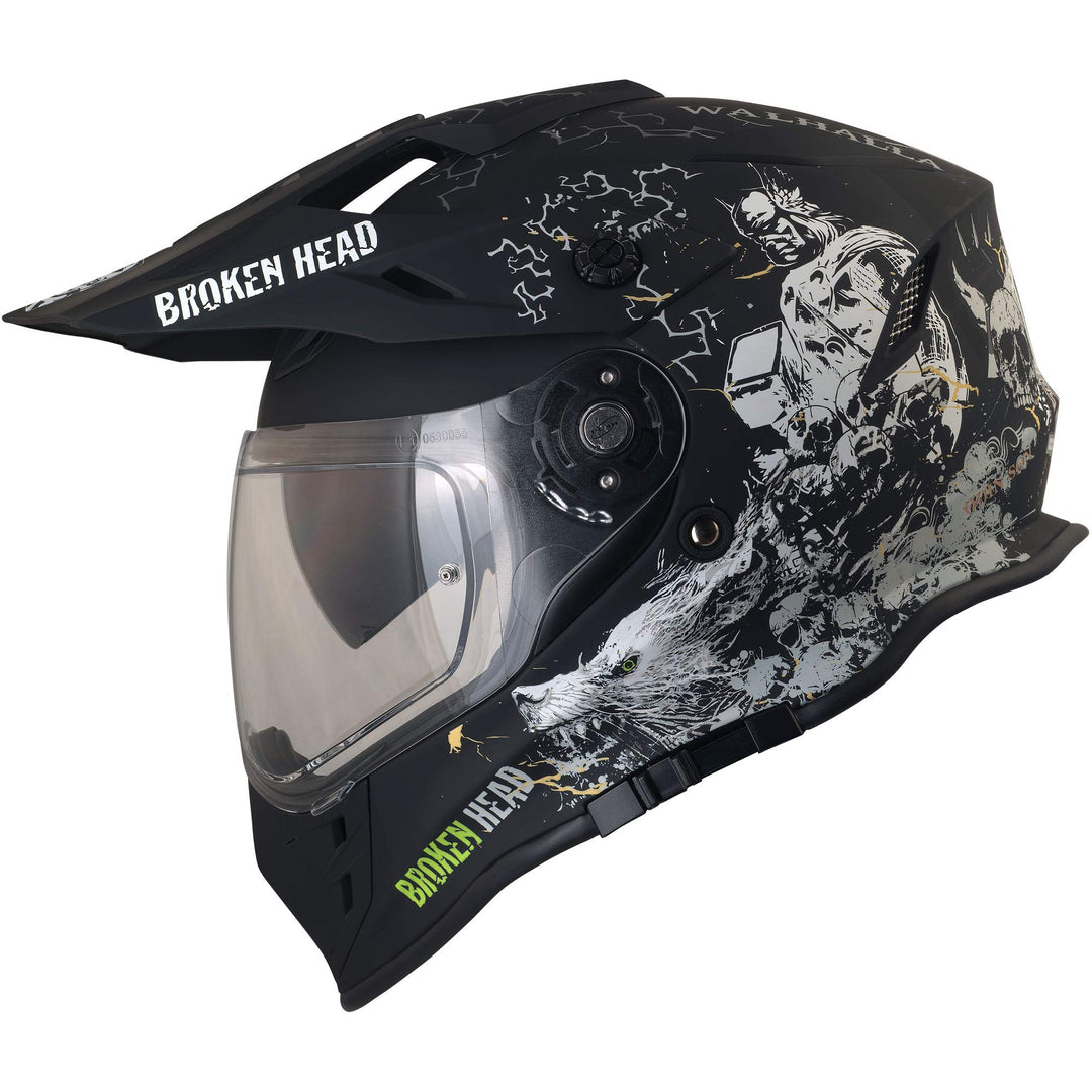 Broken Head Fullgas Viking VX2 Motocross-Helm - Enduro Cross-Helm mit Visier und Sonnenblende S (55-
