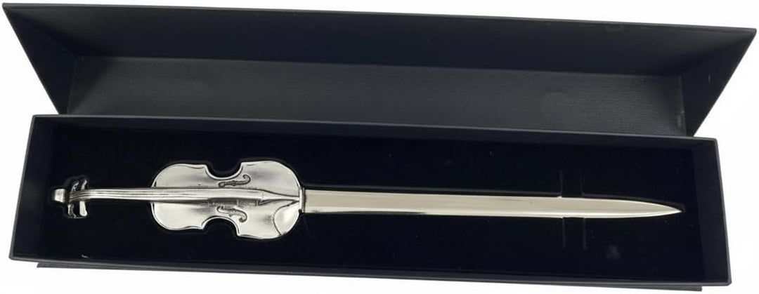 Cavagnini, Eleganter Brieföffner aus Edelstahl und Zinn, inklusive Geschenkbox (Violine) Violino, Vi