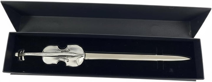 Cavagnini, Eleganter Brieföffner aus Edelstahl und Zinn, inklusive Geschenkbox (Violine) Violino, Vi