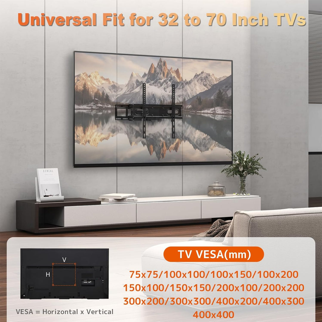 PUTORSEN TV Wandhalterung, Schwenkbar Neigbar TV Halterung 32-70 Zoll (ca. 81-178 cm) Flach & Curved