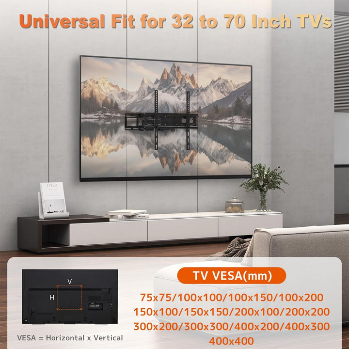 PUTORSEN TV Wandhalterung, Schwenkbar Neigbar TV Halterung 32-70 Zoll (ca. 81-178 cm) Flach & Curved