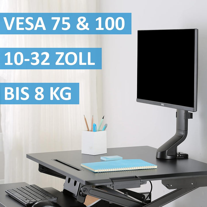 VSG24 CLEVER Monitor Halterung, 10-32 Zoll VESA 100x100 Tischhalterung höhenverstellbar, Bildschirm
