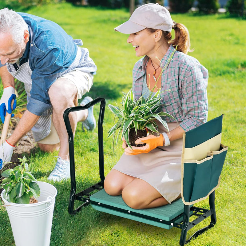 RELAX4LIFE Kniebank für Gartenarbeit, Faltbarer Gartenhocker, Gartenkniebank mit Abnehmbarer Werkzeu