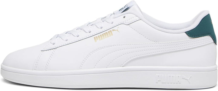 PUMA Herren Smash 3.0 L Sneaker 45 EU Puma White Malachite Puma Gold, 45 EU Puma White Malachite Pum
