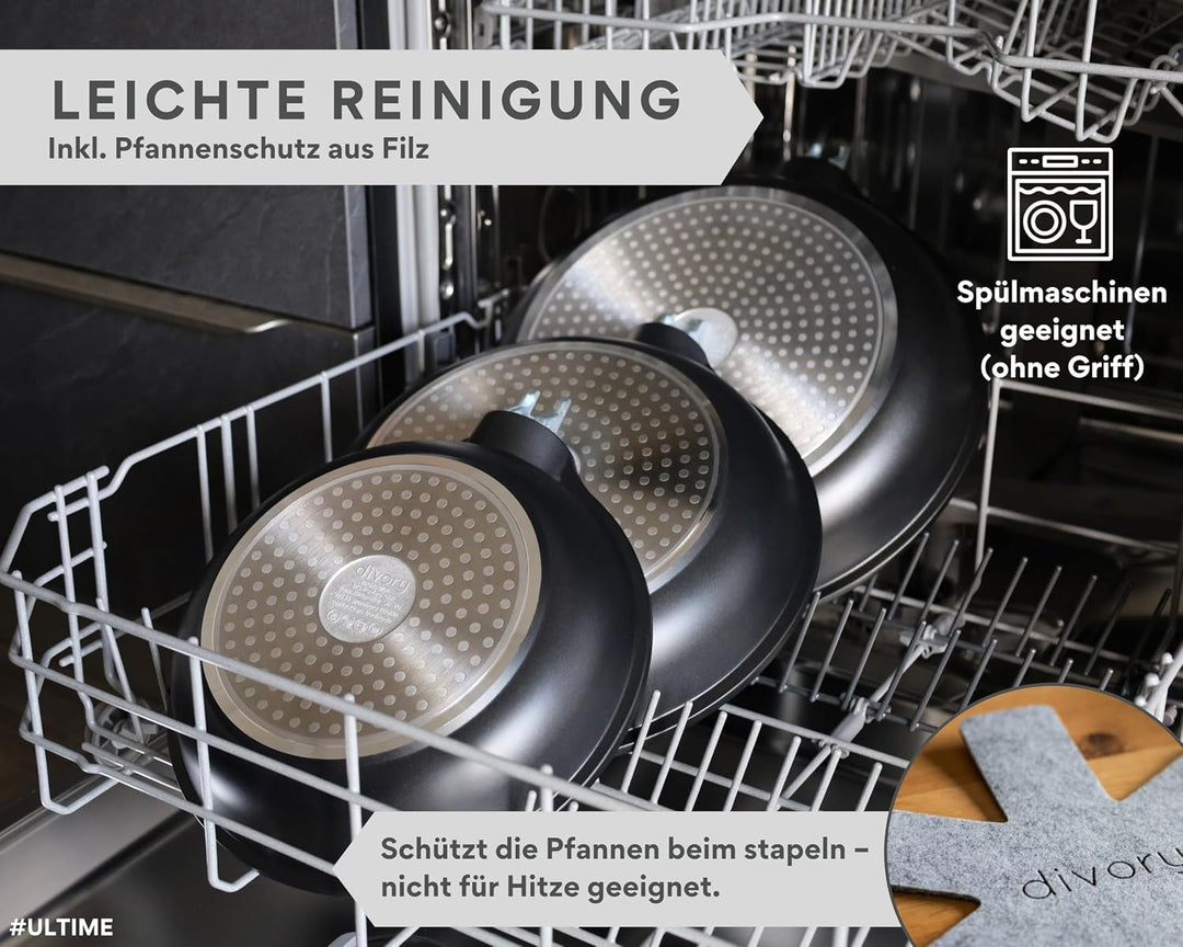 DIVORY kleine Pfanne 20cm I Abnehmbarer Griff, Induktion, beschichtet, Aluminium – Mini Bratpfanne +