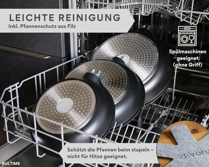 DIVORY kleine Pfanne 20cm I Abnehmbarer Griff, Induktion, beschichtet, Aluminium – Mini Bratpfanne +