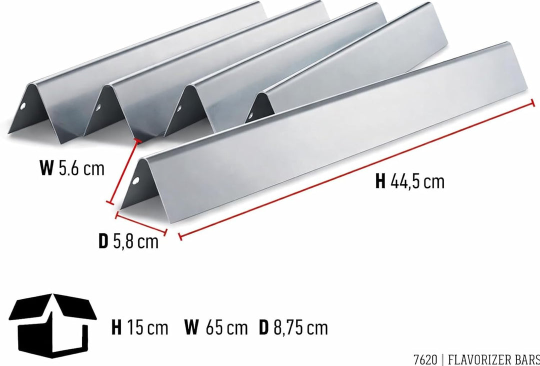 Weber 7620 Flavorizer Bars Genesis S Serie Edelstahl 5er Set, schwarz, 5.3 x 44.7 x 5.9 cm, 5.3 x 44