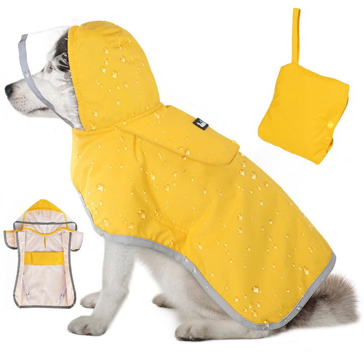 Eyein Wasserdichter Hunderegenmantel, Regenmantel für Mittlerer Hunde mit Kapuze und weichem Futter,