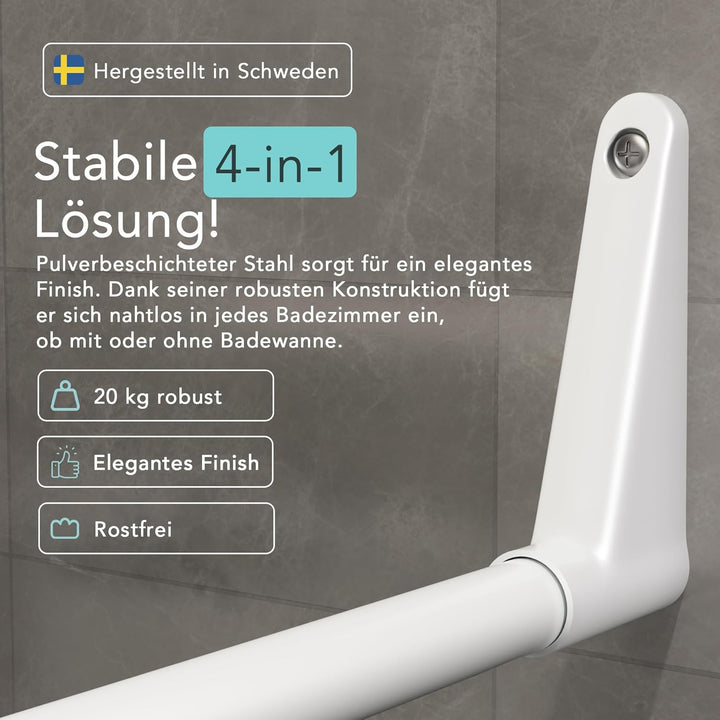 Erica – Duschvorhangstange in U-Form für Wandmontage ohne Deckenhalterung – 70x165x70 cm Duschstange
