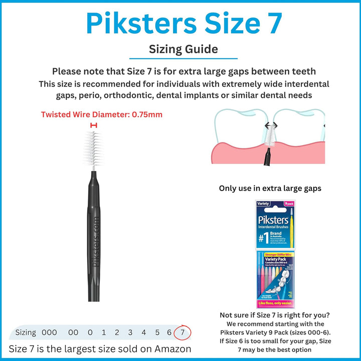Piksters Interdentalbürsten Grösse 7, schwarz, 1,1 mm, 2er Pack (2 x 7 Stück) 1 count (Pack of 1) Sc