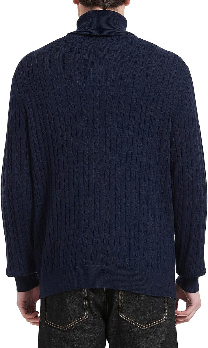 Kallspin Herren Turtleneck Wollmischung Rollkragen Pullover Relaxed Fit Langarm Zopfstrick Jumper S