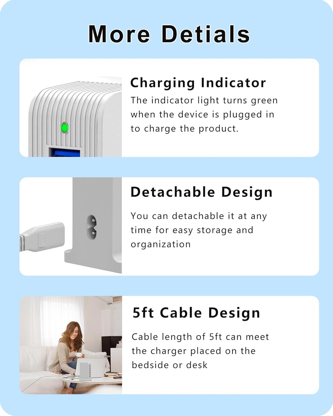 POANES 50W USB Ladegerät Mehrfach 6 Port USB Netzteile Handy Ladestation Weiss Steckdose für iPhone