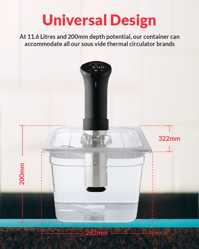 SousVideTools Behälter aus Polycarbonat, 11,6 l, mit Deckel passend für den Sous-Vide-Stick von Anov