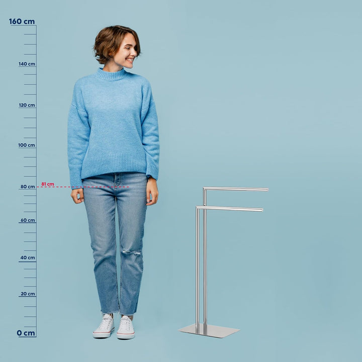 Kela 18781 Handtuchhalter, 2 Arme, Metall, Höhe 81 cm, Style, Silber, Style