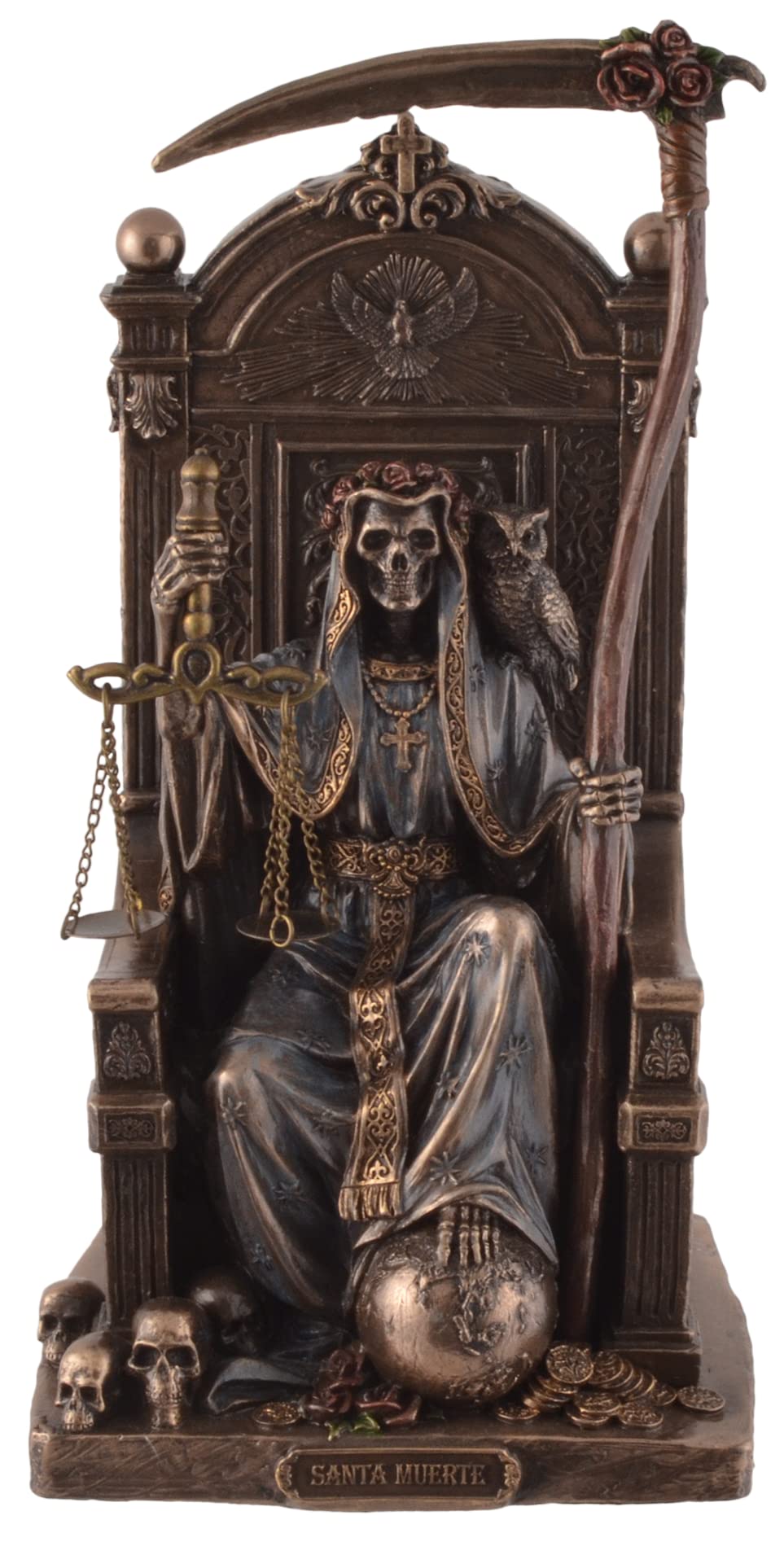Santa Muerte auf Thron mit Sense und Waage - bronziert/coloriert by Veronese