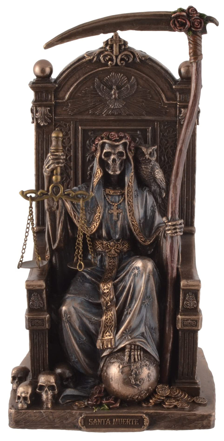 Santa Muerte auf Thron mit Sense und Waage - bronziert/coloriert by Veronese